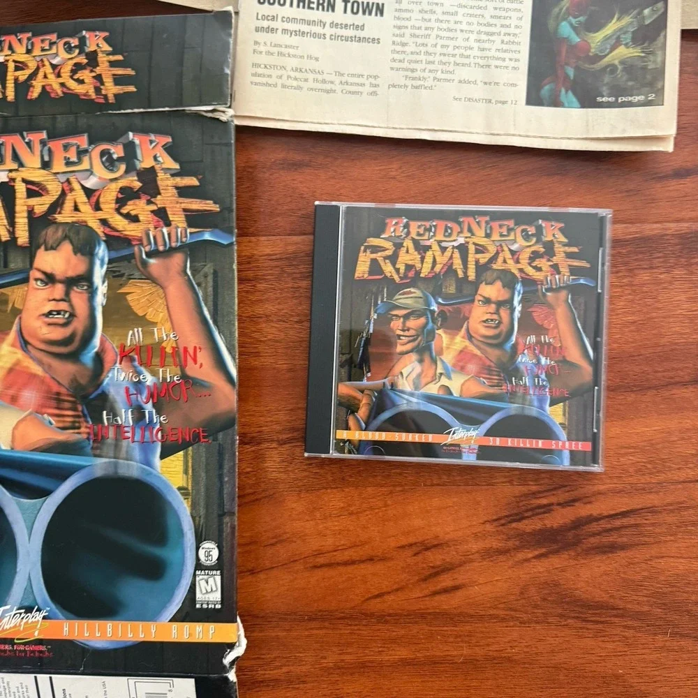 Vintage Redneck Rampage Interplay CD ROM Big Box Video Game 1997